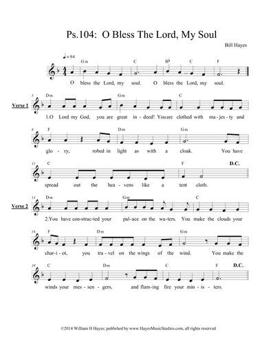 Psalm 104:  O, Bless the Lord, My Soul - leadsheet