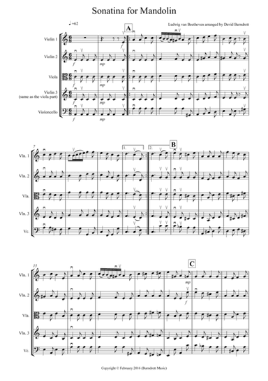 Sonatina by Beethoven for String Quartet (arr. David Burndrett)