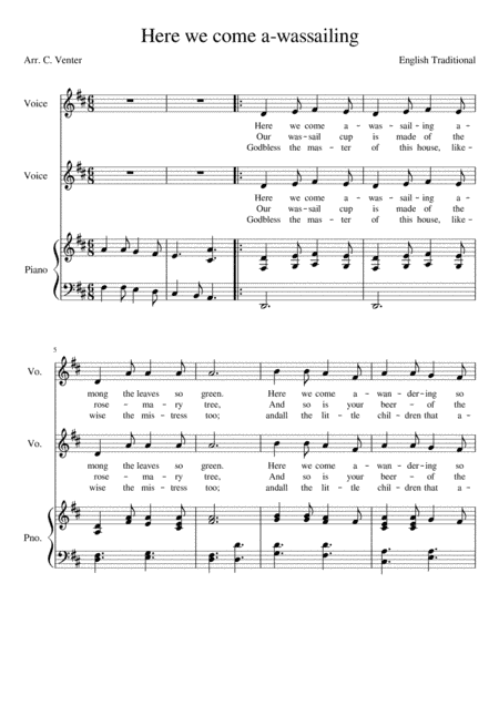 Here we come a-wassailing (arr. Caroline Venter)