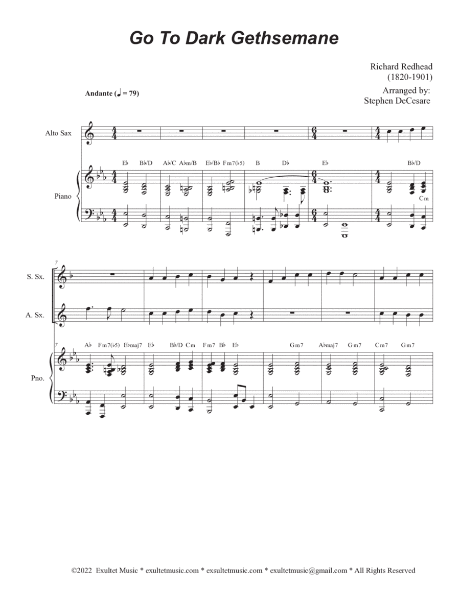Go To Dark Gethsemane (Duet for Soprano and Alto Saxophone) (arr. Stephen DeCesare)