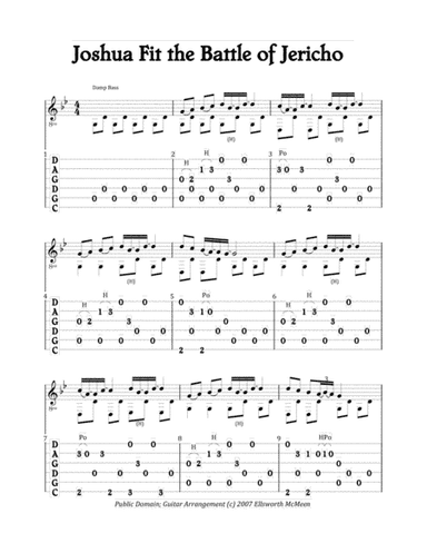 Joshua Fit the Battle of Jericho (For Fingerstyle Guitar Tuned CGDGAD) (arr. Ellsworth McMeen)