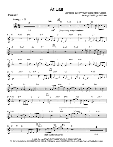 At Last (arr. Roger Wallace)
