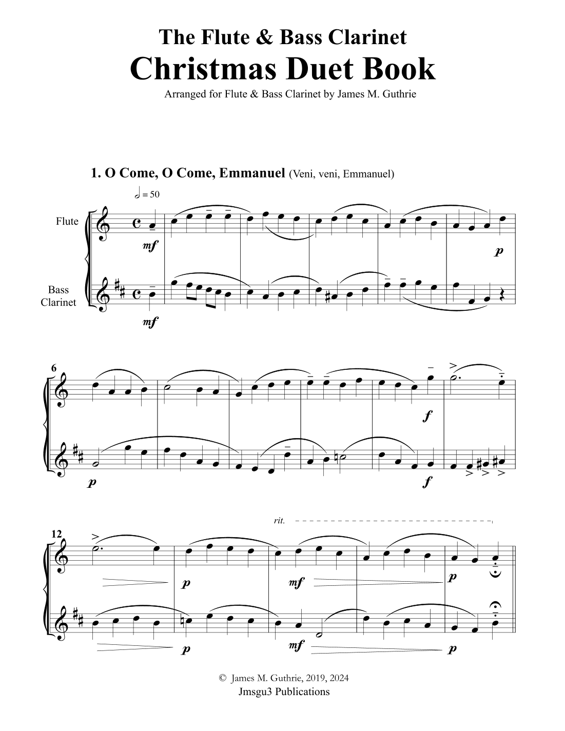 The Flute & Bass Clarinet Christmas Duet Book (arr. James M. Guthrie, ASCAP)