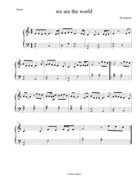 We Are The World (arr. easypiano)