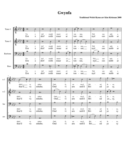 Gwynfa (Paradise) Welsh Hymn for TTBB unaccompanied (arr. Kim Kirkman)