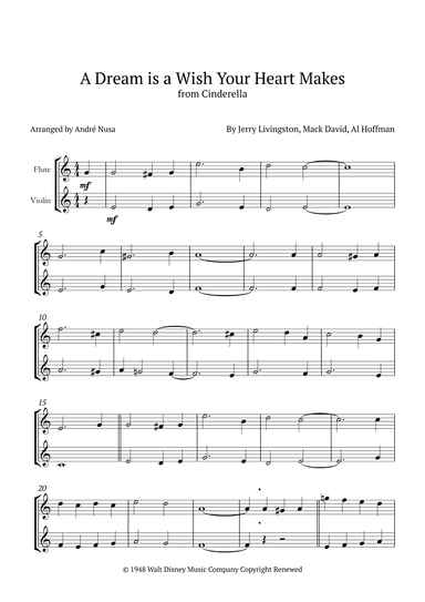 A Dream Is A Wish Your Heart Makes (arr. André Nusa)