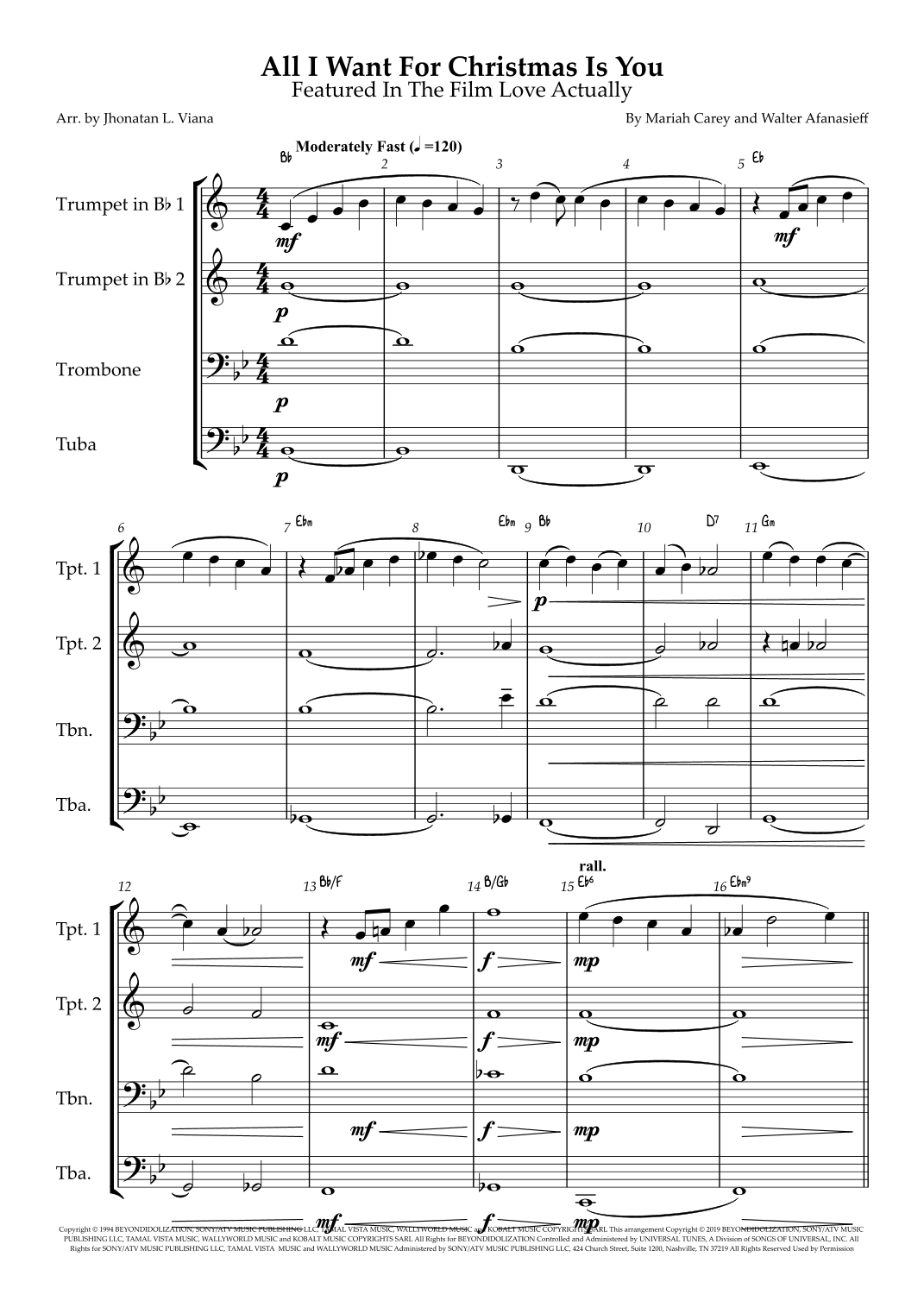 All I Want For Christmas Is You (arr. Jhonatan Lucio Viana)