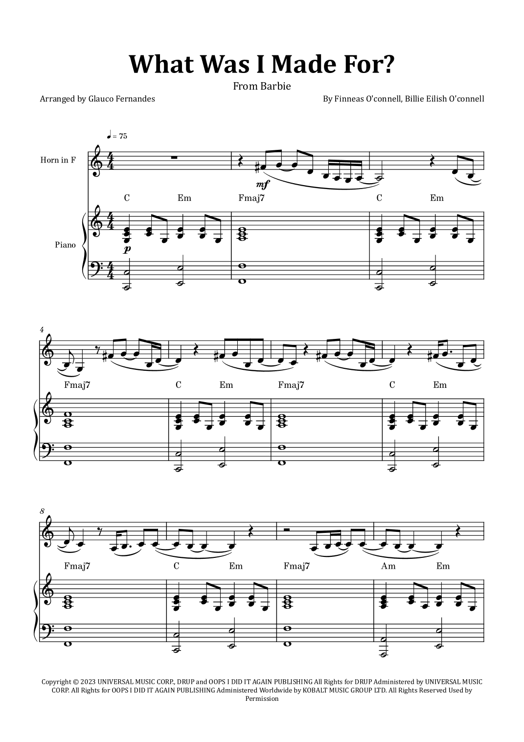 What Was I Made For? (arr. Glauco Fernandes)