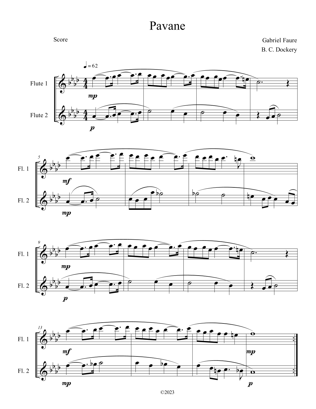 Pavane (Flute Duet) (arr. B. C. Dockery)