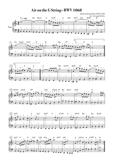 AIR, Bach (Piano Chords - Early Intermediate) (arr. Giovanni Porfirio)