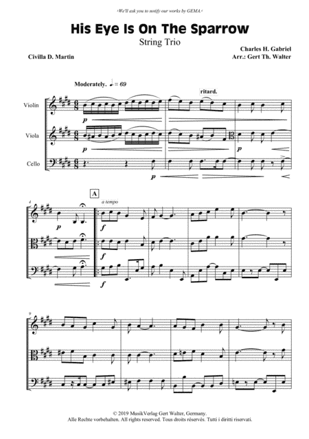 His Eye Is On The Sparrow (arr. Gert Th. Walter)