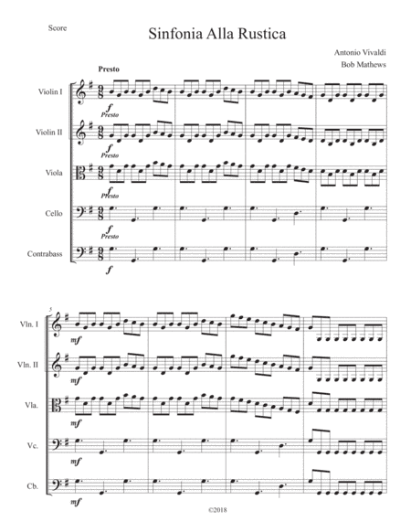Vivaldi Sinfonia Alla Rusticana for String Orchestra (arr. Bob Mathews)