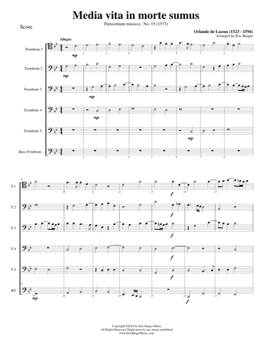 Media vita in morte sumus for Trombone or Low Brass Sextet (arr. Eric Burger Music)