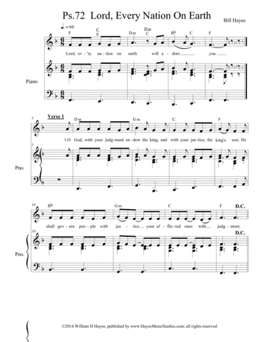 Psalm 72: Lord Every Nation On Earth (piano/vocal)