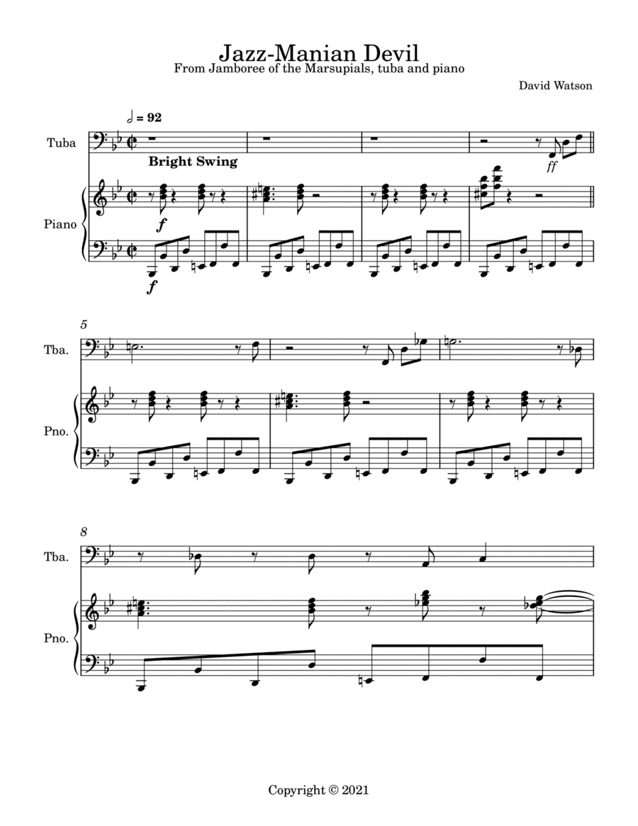 Jazz Manian Devil- tuba and piano