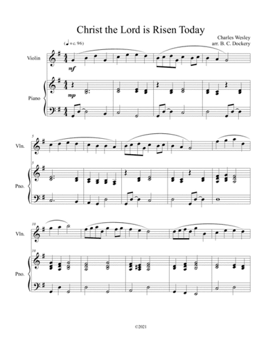 Christ the Lord is Risen Today (violin solo) with optional piano accompaniment (arr. B. C. Dockery)