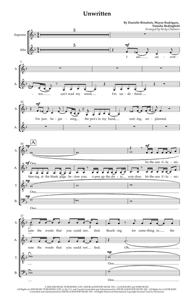 Unwritten (arr. Becky Chalmers)