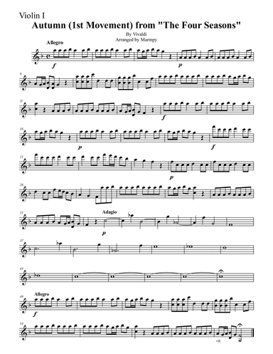 First Movement of Autumn from the Four Seasons - Vivaldi (arr. Marmpy)