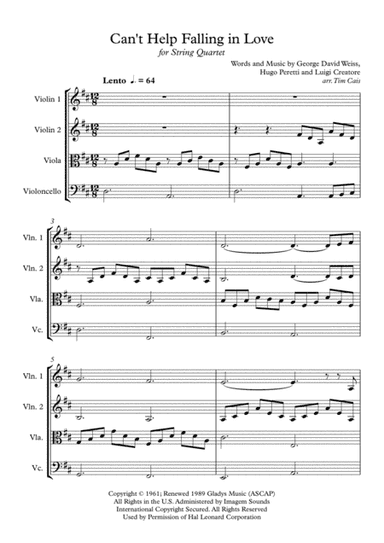 Can't Help Falling In Love (arr. Tim Cais)