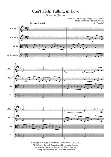 Can't Help Falling In Love (arr. Tim Cais)