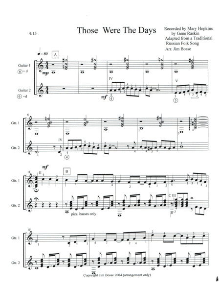 Those Were The Days (arr. Jim Bosse)