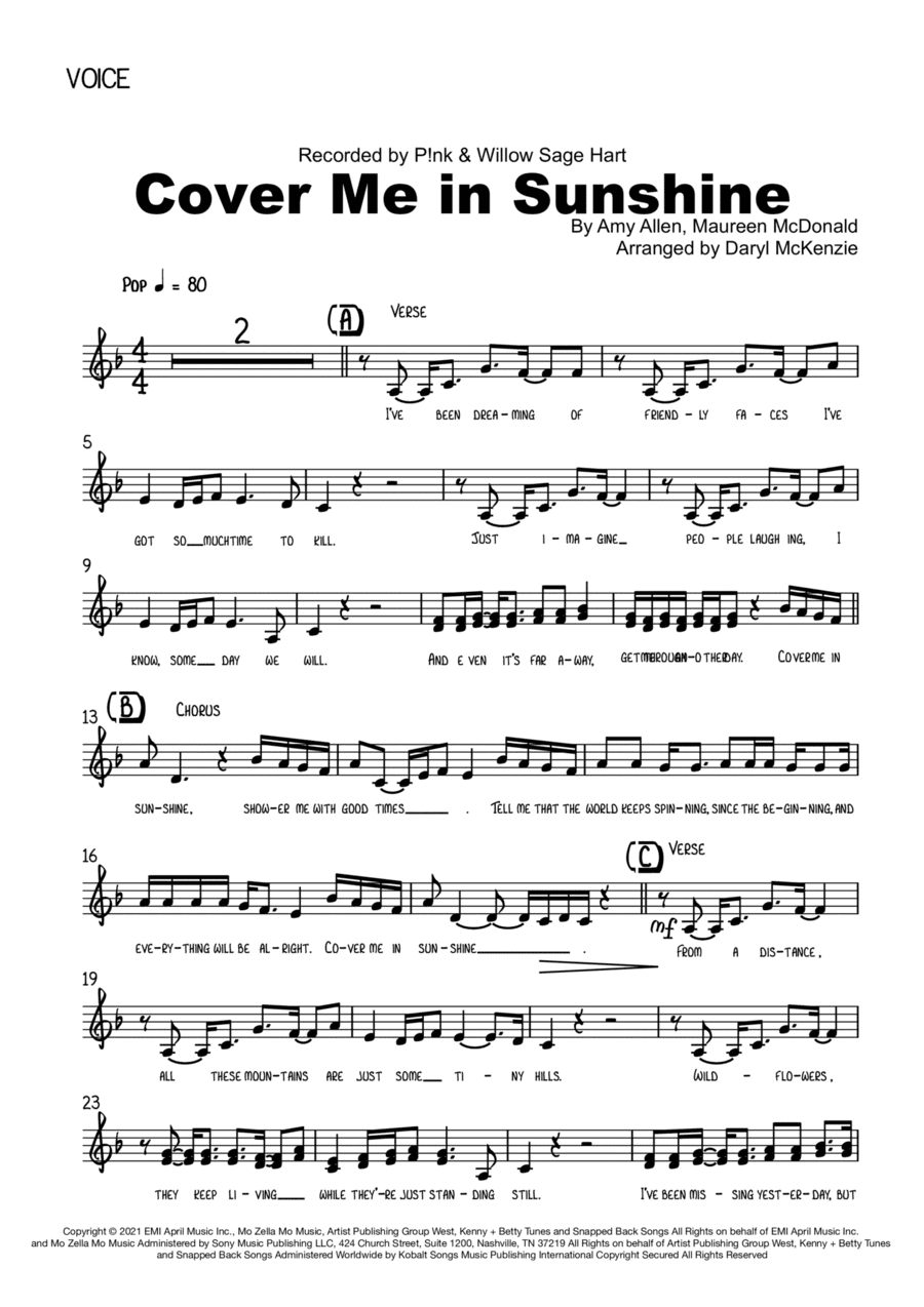 Cover Me In Sunshine (arr. Daryl McKenzie)