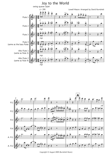 Joy To The World (Jazzy Style!) for Flute Quartet (arr. David Burndrett)