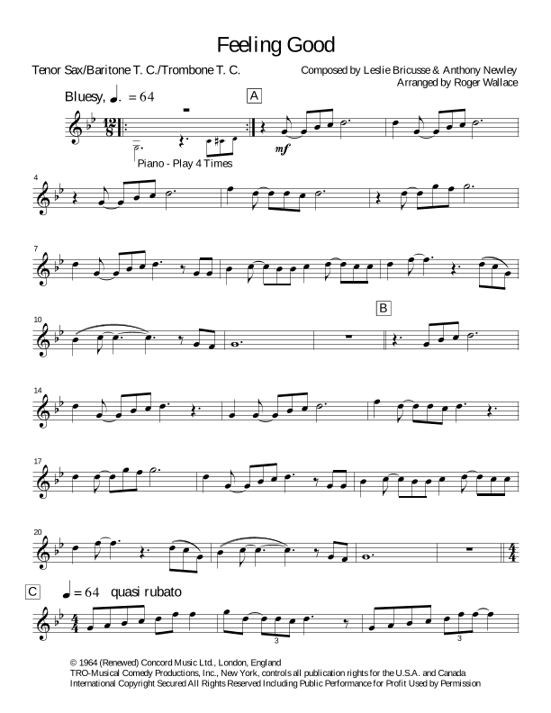 Feeling Good (arr. Roger Wallace)