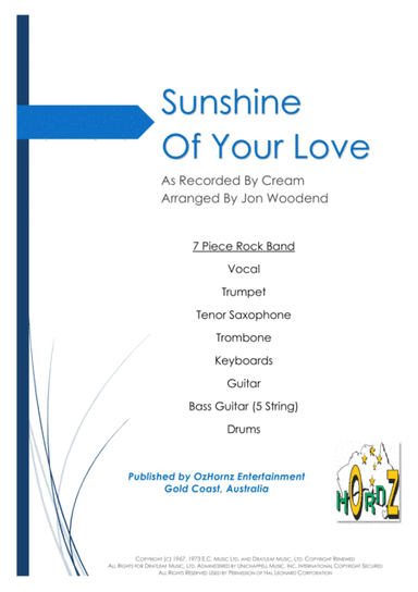 Sunshine Of Your Love (arr. Jon Woodend)