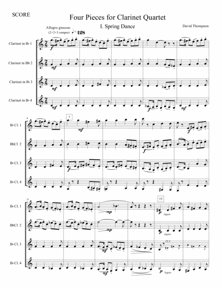 Four Pieces for Clarinet Quartet
