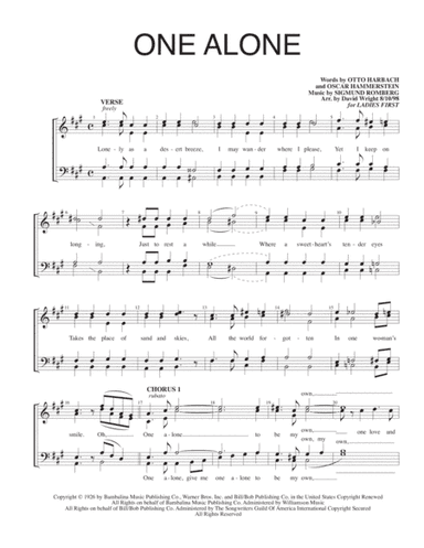 One Alone (arr. David Wright)