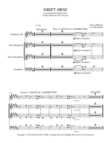 Drift Away (arr. Jeff Perholtz)