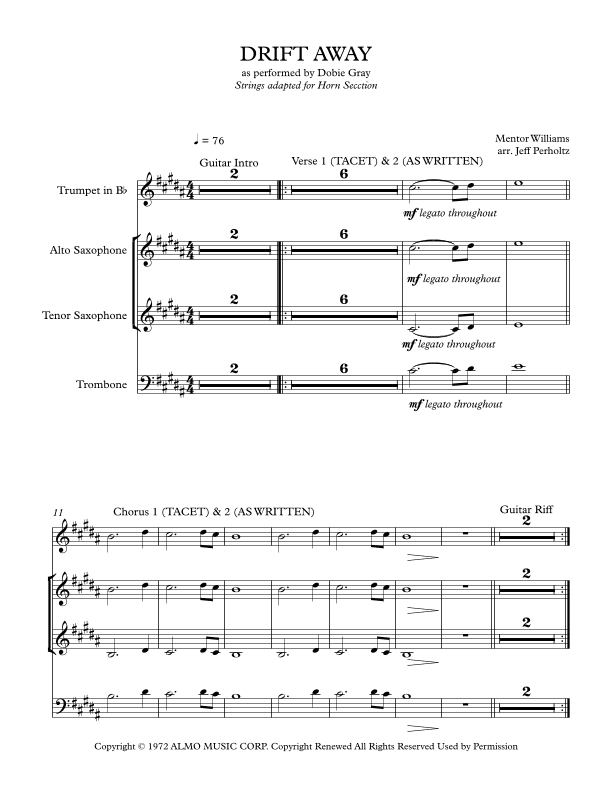 Drift Away (arr. Jeff Perholtz)