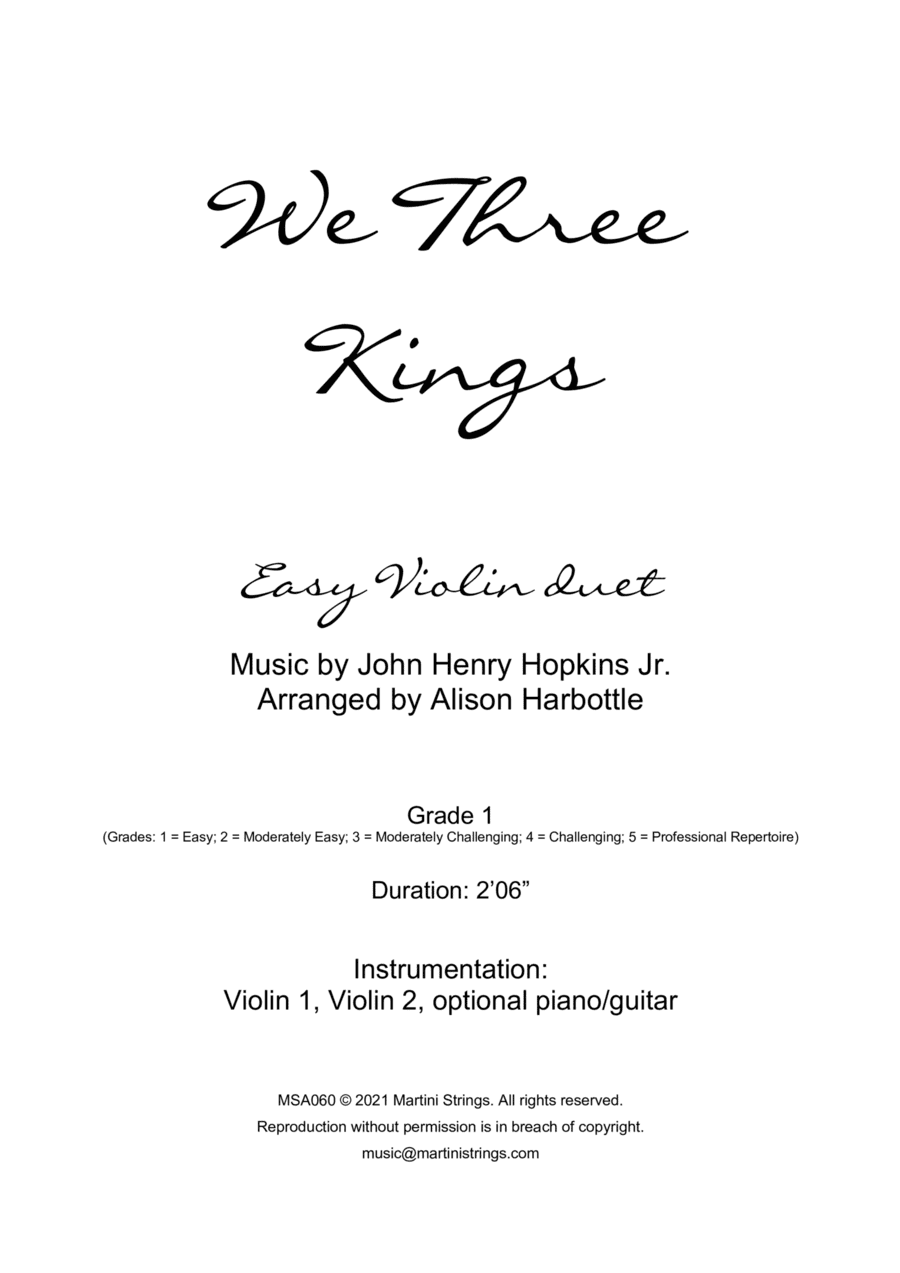 We Three Kings - easy violin duet (arr. Alison Harbottle)
