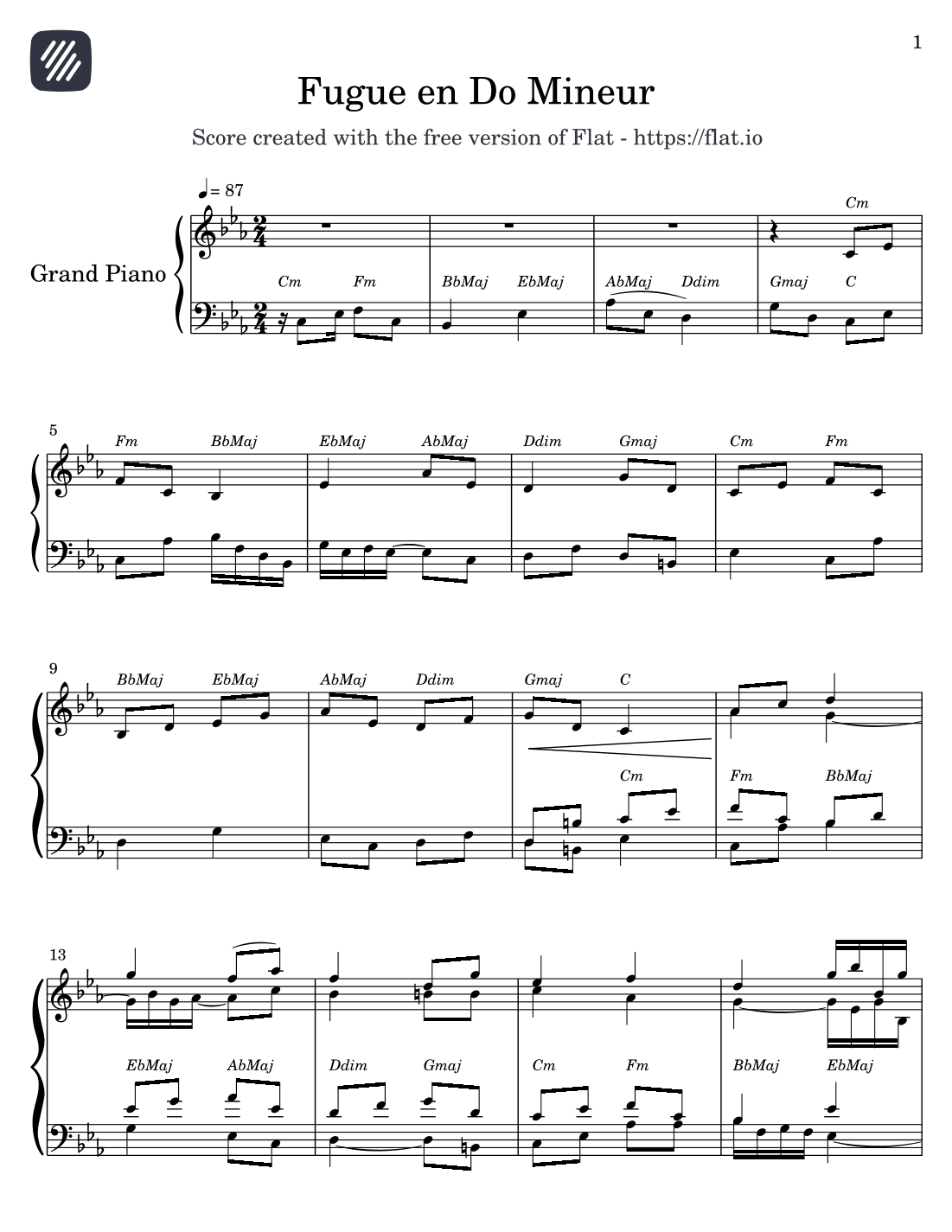 Fugue in C minor - Score Only