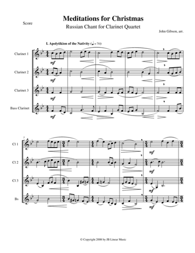 Meditations for Christmas, Russian Chant for Clarinet Quartet (arr. John Gibson)