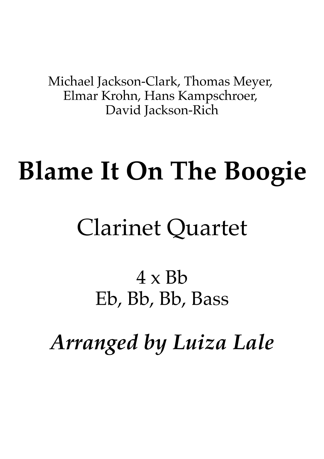 Blame It On The Boogie (arr. Luiza Lale)