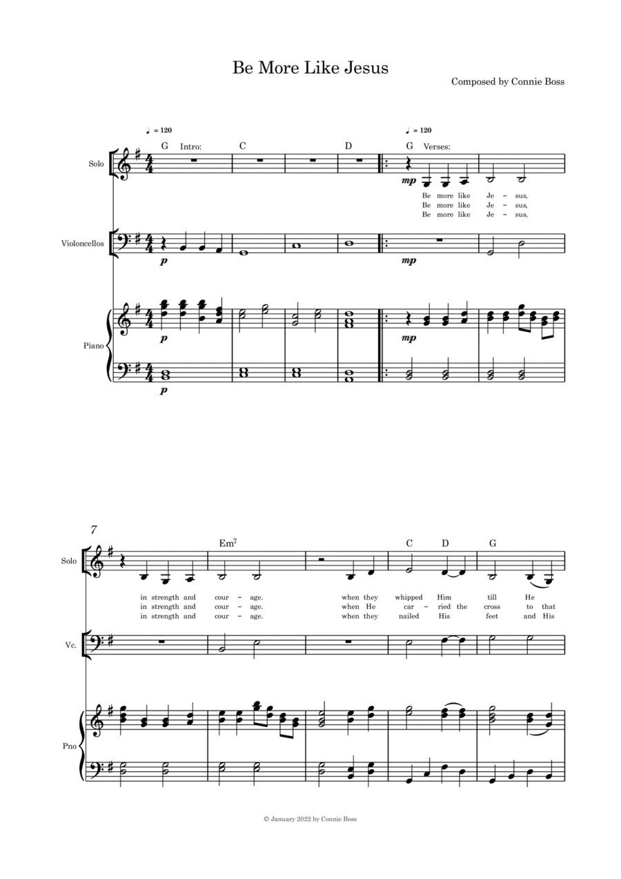 Be More Like Jesus - (Lent/Good Friday)  solo cello and piano