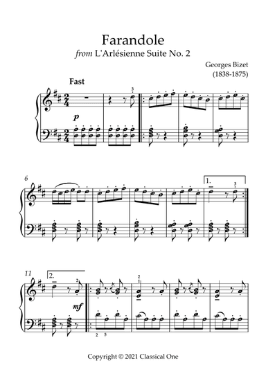 Bizet - Farandole(With Note name) (arr. MPS)