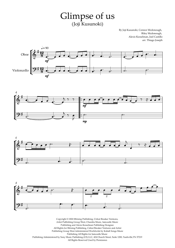 Glimpse Of Us (arr. Thiago Joseph)