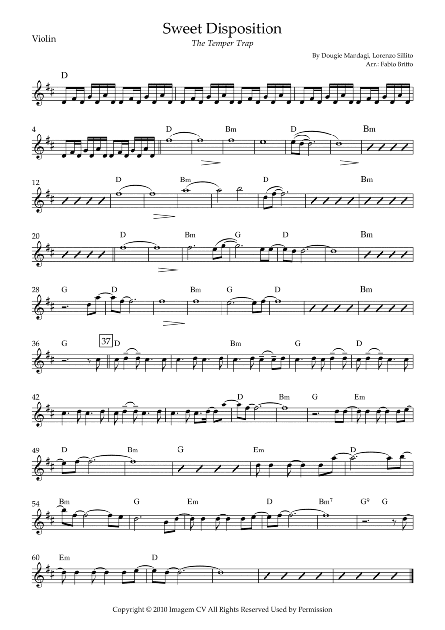 Sweet Disposition (arr. Fabio Britto)