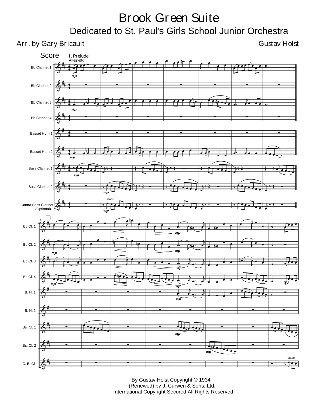 Brook Green Suite (arr. Gary Bricault)