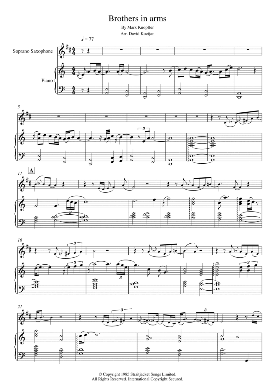Brothers In Arms (arr. David Kocijan)