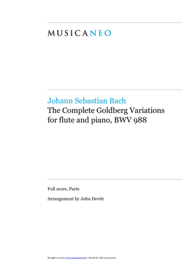 The Complete Goldberg Variations for Flute & Piano (arr. John Devitt)