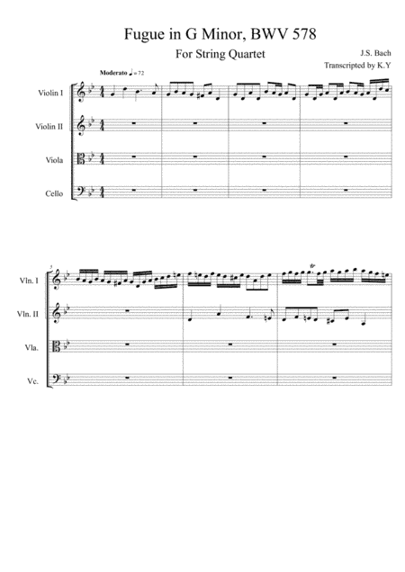 Fugue in G minor, BWV 578 (Little Fugue) (arr. K.Y.)