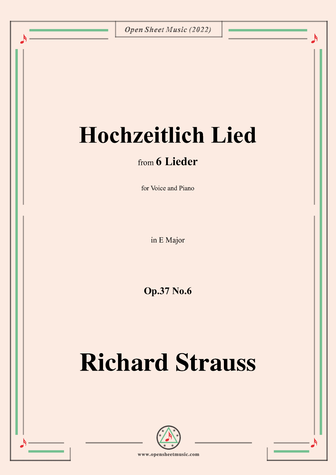 Richard Strauss-Hochzeitlich Lied,in E Major (arr. OSM Press)