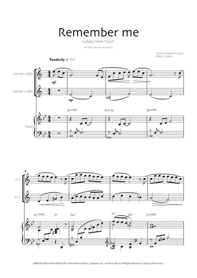 Remember Me (lullaby) (arr. Robin Hood Editions)