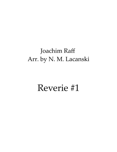 Reverie #1 (arr. Nick Lacanski)