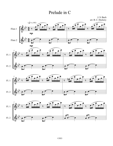 Prelude No.1 from The Well-Tempered Clavier Book 1 BWV 846 (Flute Duet) (arr. B. C. Dockery)