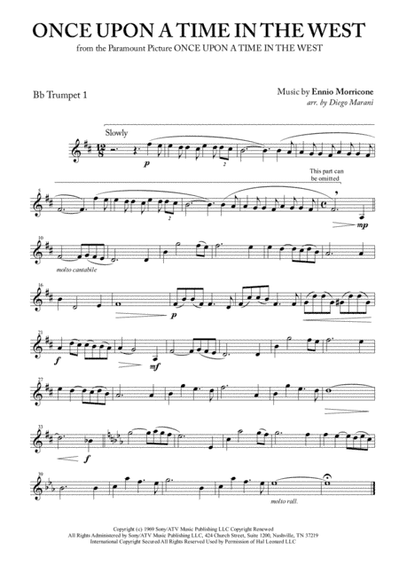 Once Upon A Time In The West from the Paramount Picture ONCE UPON A TIME IN THE WEST (arr. Diego Marani)